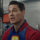 John Cena makes a face in costume as Peacemaker.